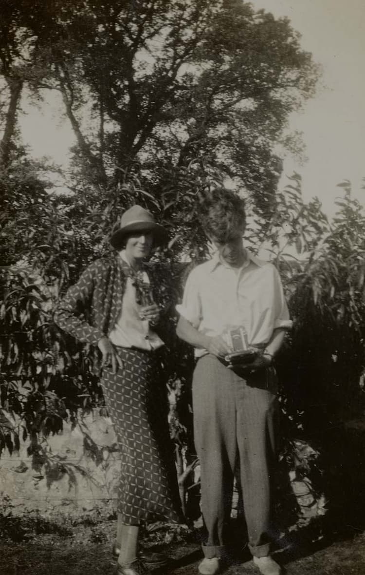 ‘I have just been to the Woolfs, who were amazed at my healthy looks, better than they remember me, and also were the Hutchinsons who turned up there for tea.’ (10 September 1933); Virginia and Leonard Woolf in their garden at Monk's House, Rodmell, East Sussex, in September 1933.
