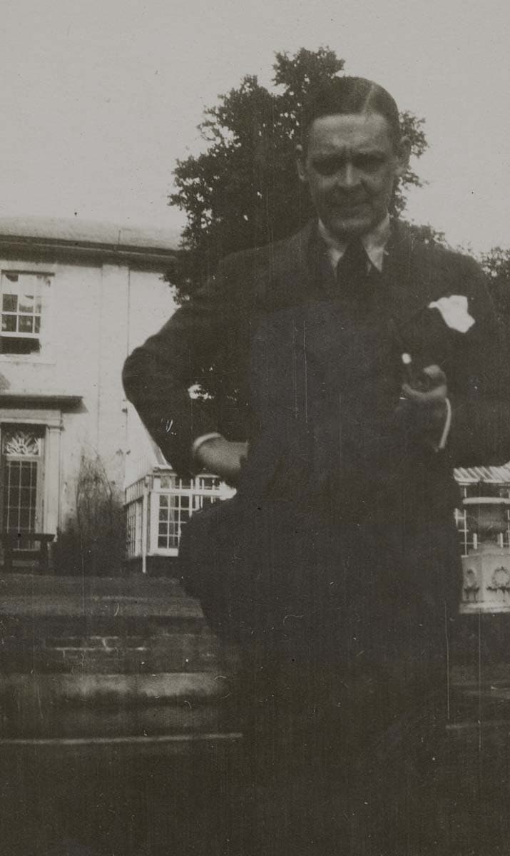 ‘The photographs enclosed are very unflattering and not very good likenesses (except of me)’ (24 February 1934); Eliot outside the Dobrée's home, Mendham Priory, Norfolk in February 1934.