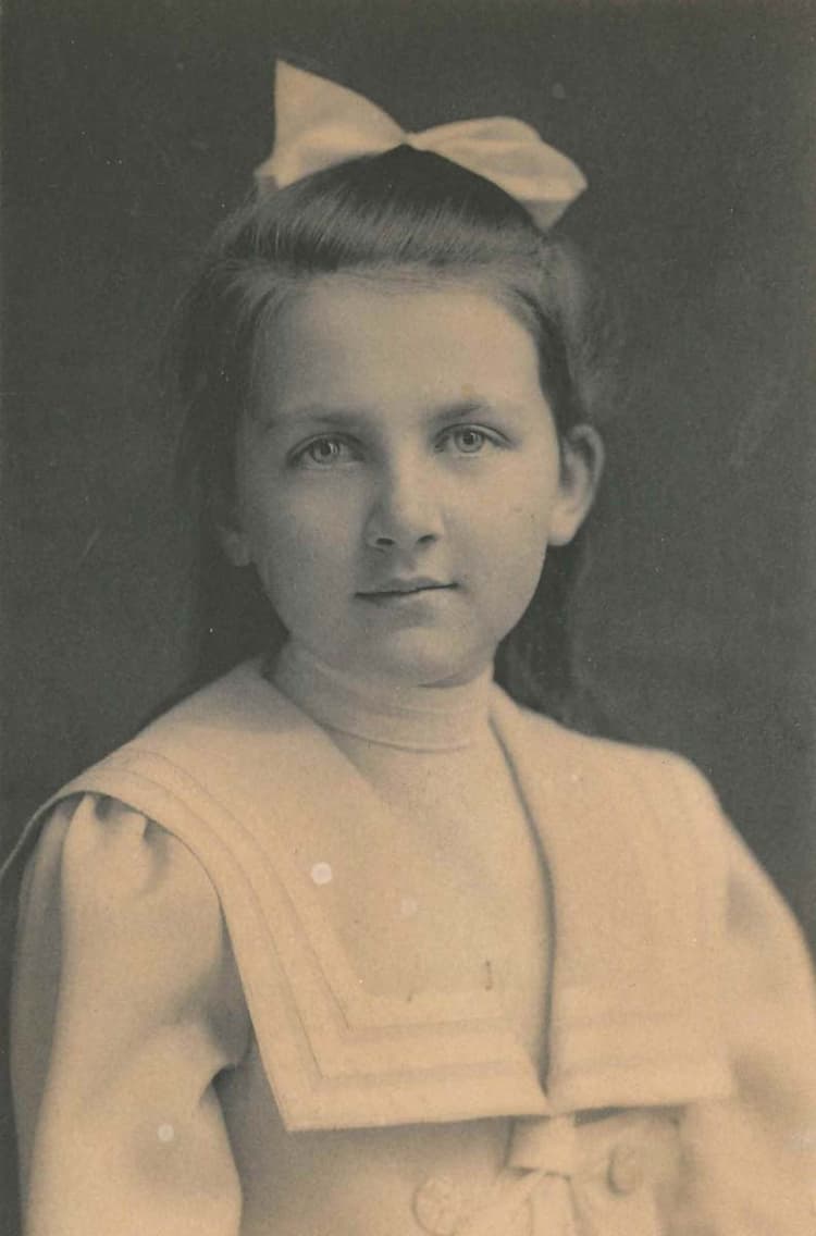 ‘You have no first rate photograph: the only one I really like, and have on my desk, is a little girl in a sailor suit.’ (28 November 1944); Portrait of Emily Hale as a child, ca. 1890s.