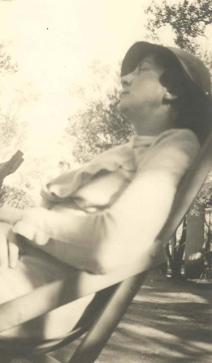 ‘You are no doubt aware that the new photograph of you in the deck-chair is perfectly lovely’ (29 January 1933); Emily Hale asleep in a deck chair, California, January 1933.